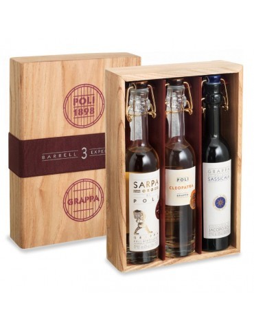 Grappa Poli Jacopo Barrel Experience 3 Formati Baby -Sassicaia-Sarpa Oro-Cleopatra Moscato  0,30 lt.  ( NON...